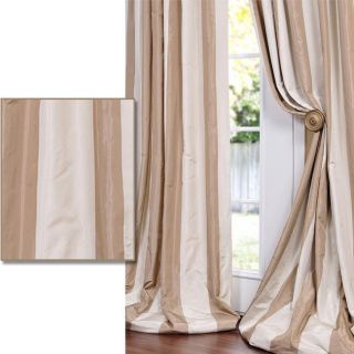 Light Brown/ Tan Striped Faux Silk Taffeta Curtain Panel