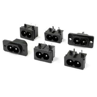 6 Pcs AC 250V 2.5A 2 Pins IEC320 C8 Inlet Plug Power Socket Black Electronics