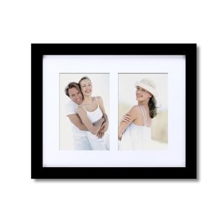 Adeco Adeco 2 opening Black Matted Wooden Wall Collage Photo Frame Black Size 4x6