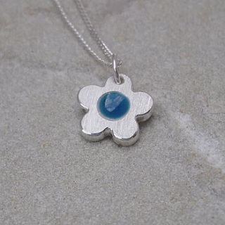 silver and enamel blossom necklace by tara buzz