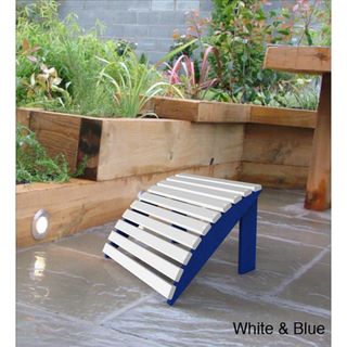 Malibu White/ Blue Patio Footstool