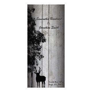 Rustic Barn Board Deer & Tree Wedding Program Rack Card Template