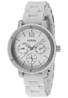 Fossil BQ9409  Watches,Womens White Dial White Silicone & Stainless Steel, Casual Fossil Quartz Watches