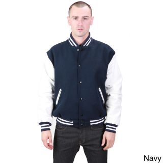 United Face Mens Leather And Wool Athletic Varsity Jacket