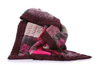 hand quilted patchwork velvet throw by shruti designs