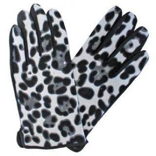 Luxury Divas Black Gray & White Leopard Printed Fleece Lined Winter Gloves