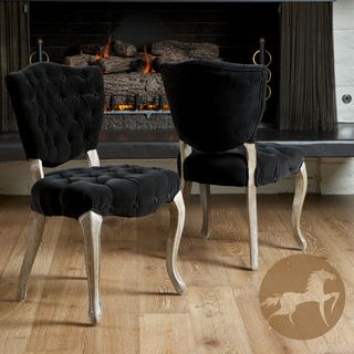 Christopher Knight Home Bates Tufted Black Fabric Dining Chairs (Set of 2) Christopher Knight Home Dining Chairs