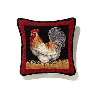 Jeffrey Banks Gray Rooster Needlepoint Pillow