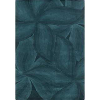 Mandara Contemporary Hand tufted Floral Blue Wool Rug (5 X 76)