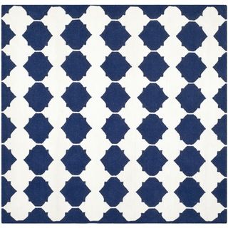 Safavieh Hand woven Moroccan Dhurrie Navy Wool Rug (7 Square)