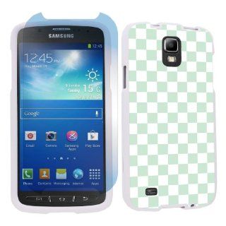 Samsung Galaxy S4 Active SGH i537 (AT&T) White Protection Case + Screen Protector   Mint Checker By SkinGuardz Cell Phones & Accessories