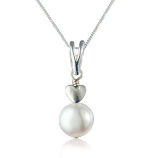 pearl pendant with heart by bish bosh becca