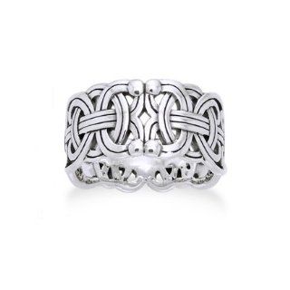 Viking Braided Wedding Band Borre Knot Norse Celtic 10mm Sterling Silver Ring(Sizes 4,5,6,7,8,9,10,11,12,13,14,15) Jewelry