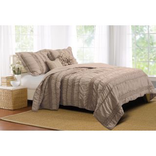 Greenland Home Fashions Tiana Country Taupe Bonus 5 piece Quilt Set Grey Size Twin