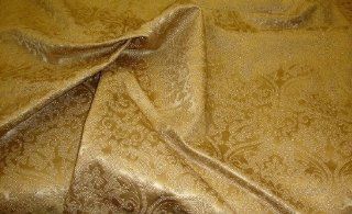 Gold Embossed Damask Vinyl Upholstery Drapery Fabric Per Yard