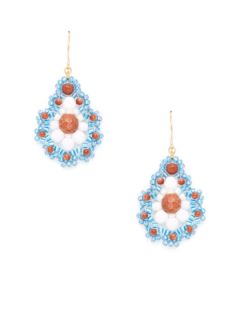 Small Beaded Drop Earrings by Miguel Ases