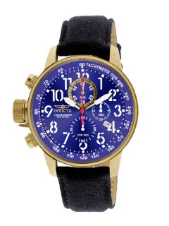 Mens Black Fabric & Gold Watch by Invicta Watches
