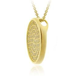 Icz Stonez 18k Gold over Sterling Silver Micro Pave Cubic Zirconia Circle Necklace ICZ Stonez Cubic Zirconia Necklaces