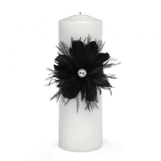 Hortense B. Hewitt Black Feathered Flair Unity Candle