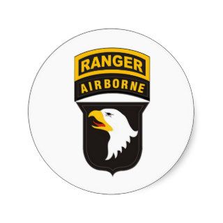 101st Airborne with Ranger Tab Round Sticker