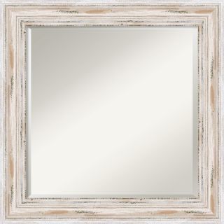 Amanti Art Alexandria Whitewash Framed Square Mirror White Size Medium