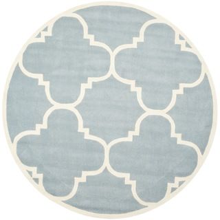 Handmade Moroccan Blue Wool Rug With Thick Pile (7 Round)