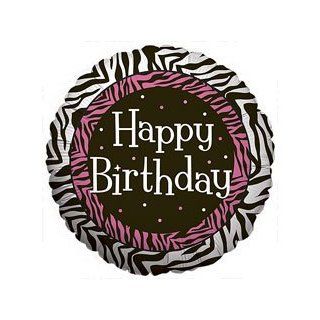 "Happy Birthday" Zebra Pink Dots 18" Balloon Mylar Health & Personal Care
