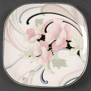 Sango Anastasia Salad Plate, Fine China Dinnerware   Quadrille, Pink/Black/Gray