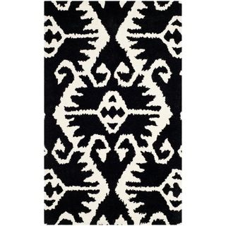 Safavieh Hand made Wyndham Black/ Ivory Wool Rug (3 X 5)