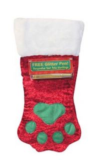 paw stocking with glitter pen to personalise by animal kingdom ltd