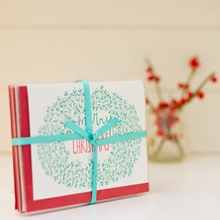 pack of six mixed letterpress christmas cards by prickle press