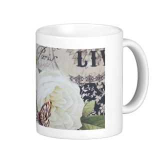 girly rose butterfly floral paris eiffel tower mugs