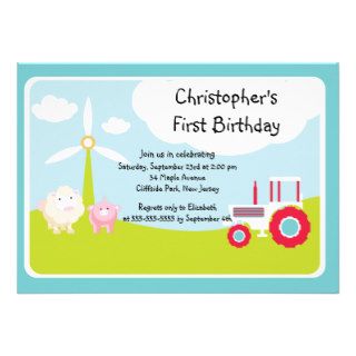 Cute Farm Barnyard Animal Birthday Invitations