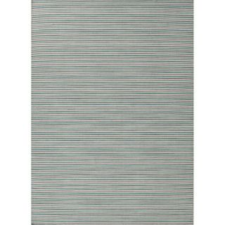 Handmade Flat weave Slim stripe pattern Blue Rug (9 X 12)