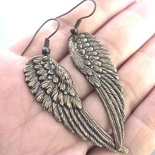 bronze angel wing earrings by gama