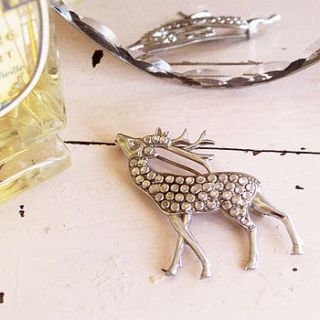 vintage deer brooch by velvet ribbon