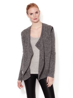 Wool Blend Cascading Cardigan with Leather Trim by Eighteen68