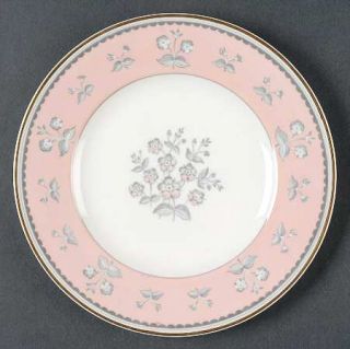 Wedgwood Pimpernel Pink Salad Plate, Fine China Dinnerware   Pink Rim, Gray&Pink