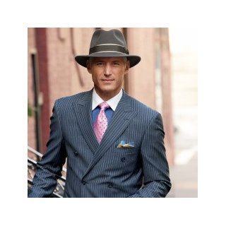 Signature Wool Double Breasted Pinstripe Suit Blue 36 Short/30w at  Mens Clothing store