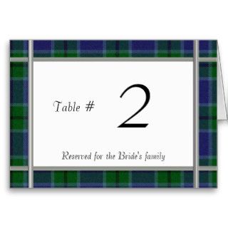 Scott Plaid Wedding reception table number Greeting Cards