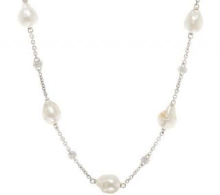 Judith Ripka Sterling Baroque Pearl and Diamonique Necklace —
