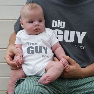personalised big and little guy bodysuit set by sparks clothing