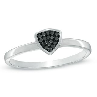 Enhanced Black Diamond Accent Triangle Stackable Ring in Sterling