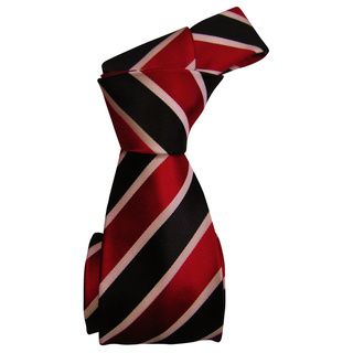 Dmitry Mens Red Striped Italian 100 Percent Silk Tie