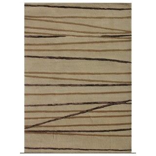 Hand knotted Beige/ Brown Abstract Pattern Wool Rug (5 X 7)