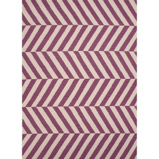 Handmade Reversible Flat Weave Stripe Pattern Pink/ Purple Rug (5 X 8)