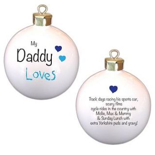 personalised china 'my … loves' bauble by sleepyheads