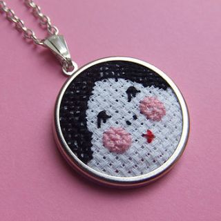 cross stitch dolly girl pendant necklace by magasin