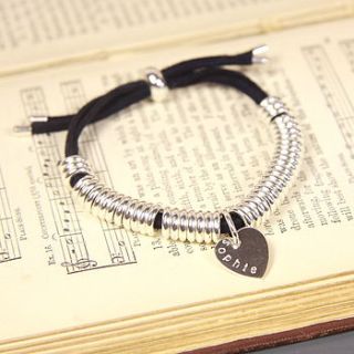 personalised suede links name charm bracelet by lisa angel