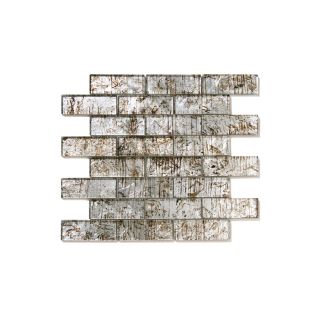 Solistone 10 Pack 12 in x 12 in Folia Silver Glass Mosaic Subway Wall Tile